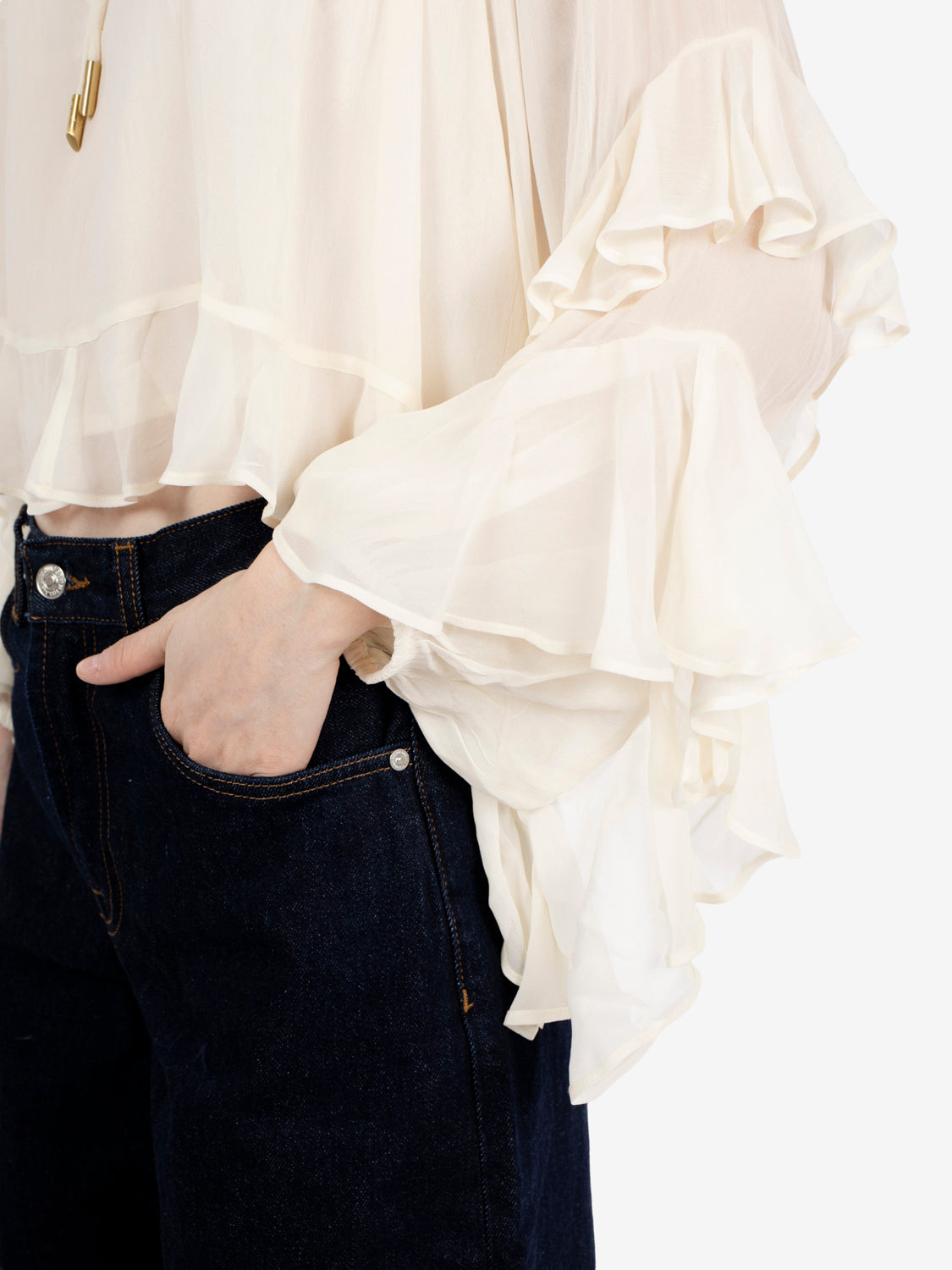 Camicia Ardis con volant bianco