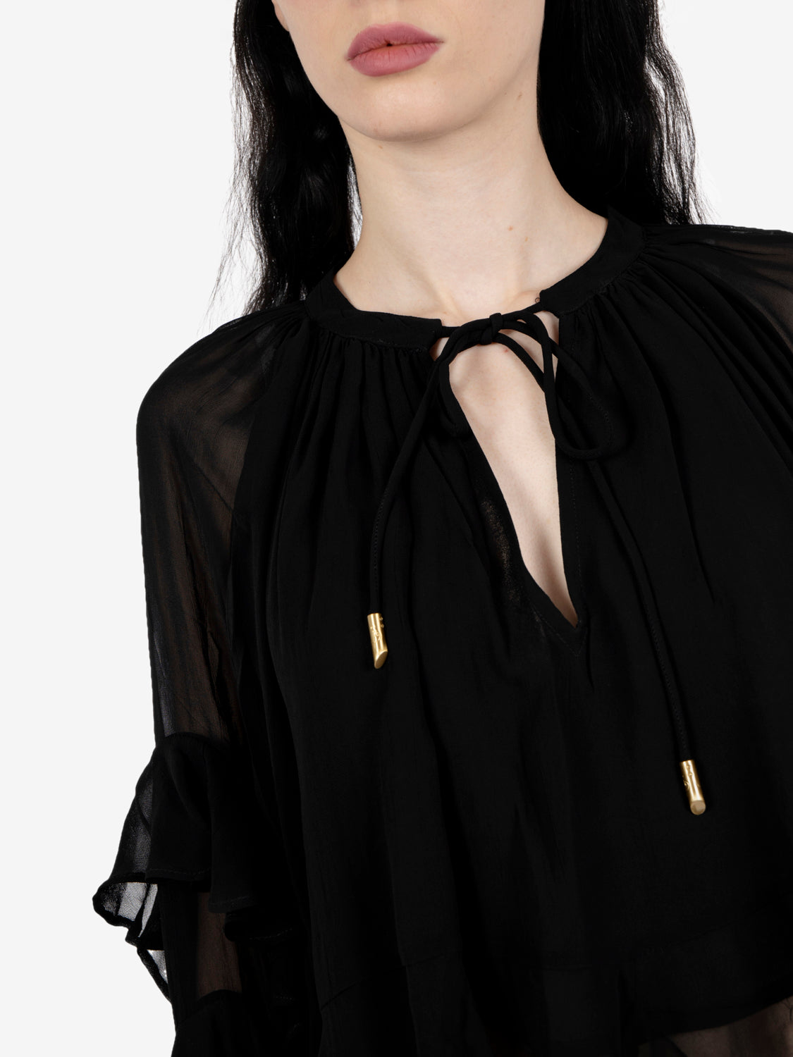 Camicia Ardis con volant nero