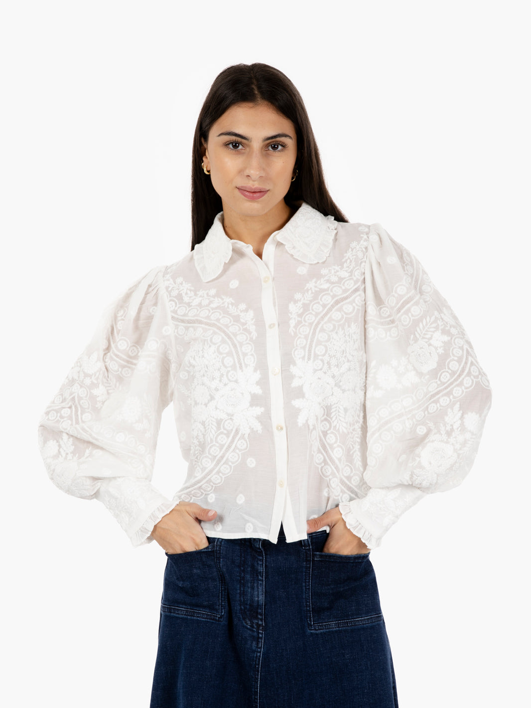 CHETNA_WHT WHITE EMBROIDERED SHIRT