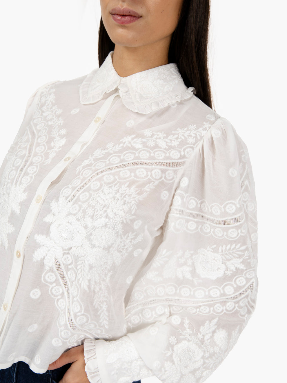 CHETNA_WHT WHITE EMBROIDERED SHIRT