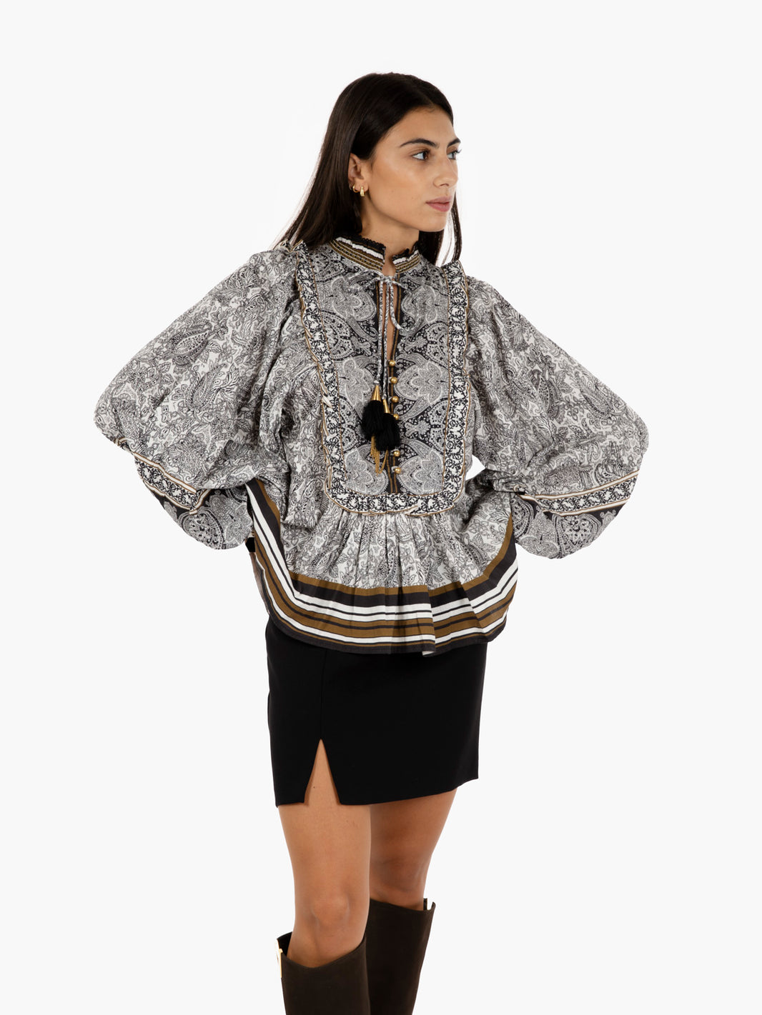VANILLA/OLIVE/BLACK PATTERNED SHIRT DESIRE_VAN/OLI/BLK
