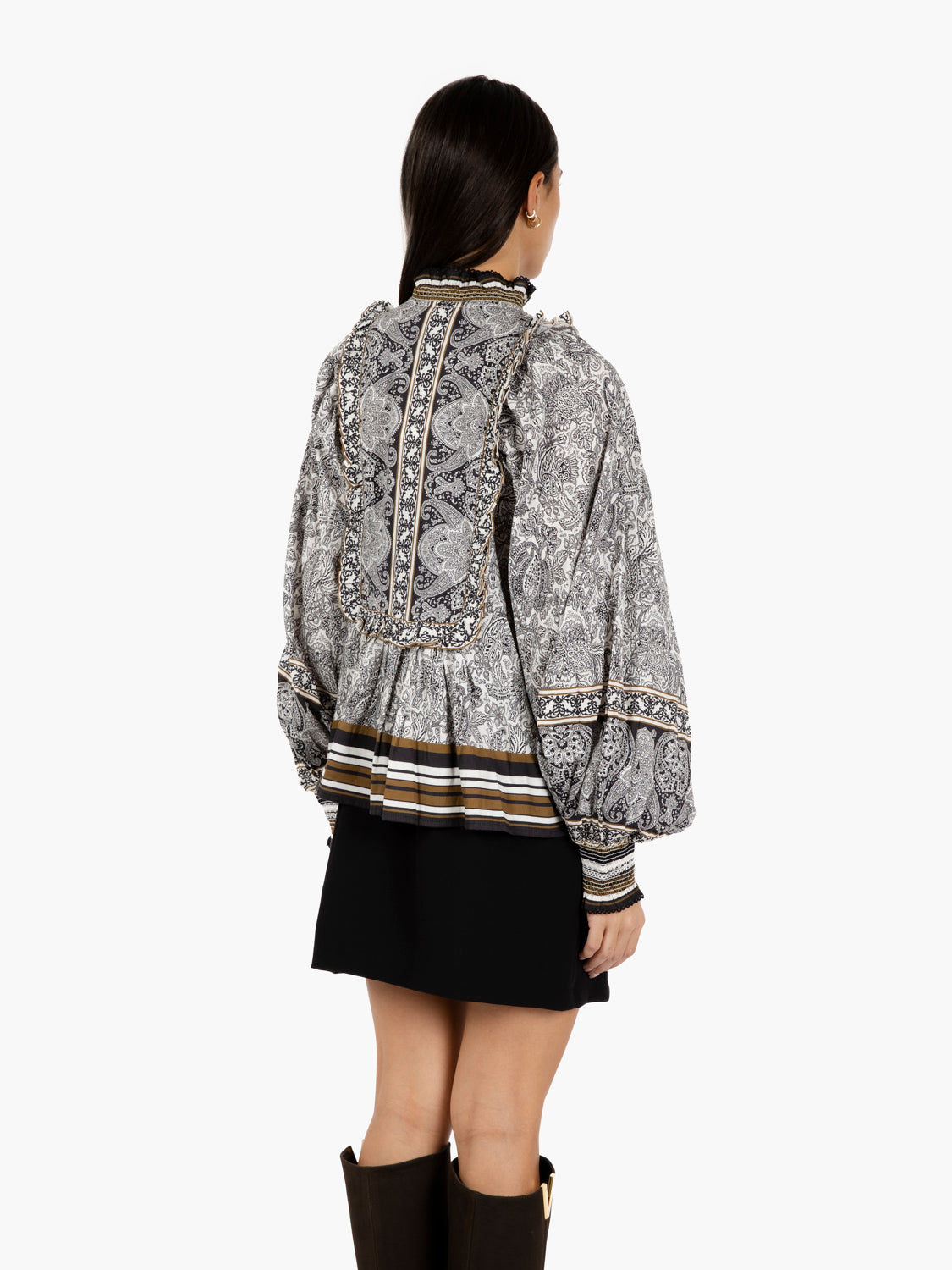 VANILLA/OLIVE/BLACK PATTERNED SHIRT DESIRE_VAN/OLI/BLK