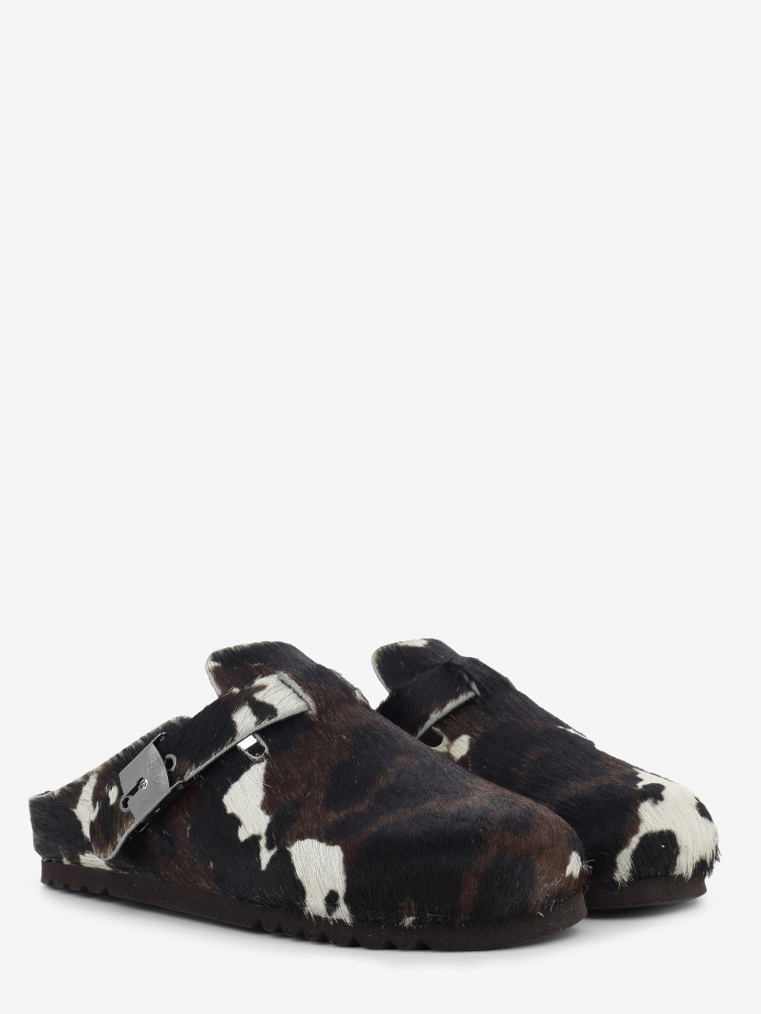 Grace slipper in cow print pony skin