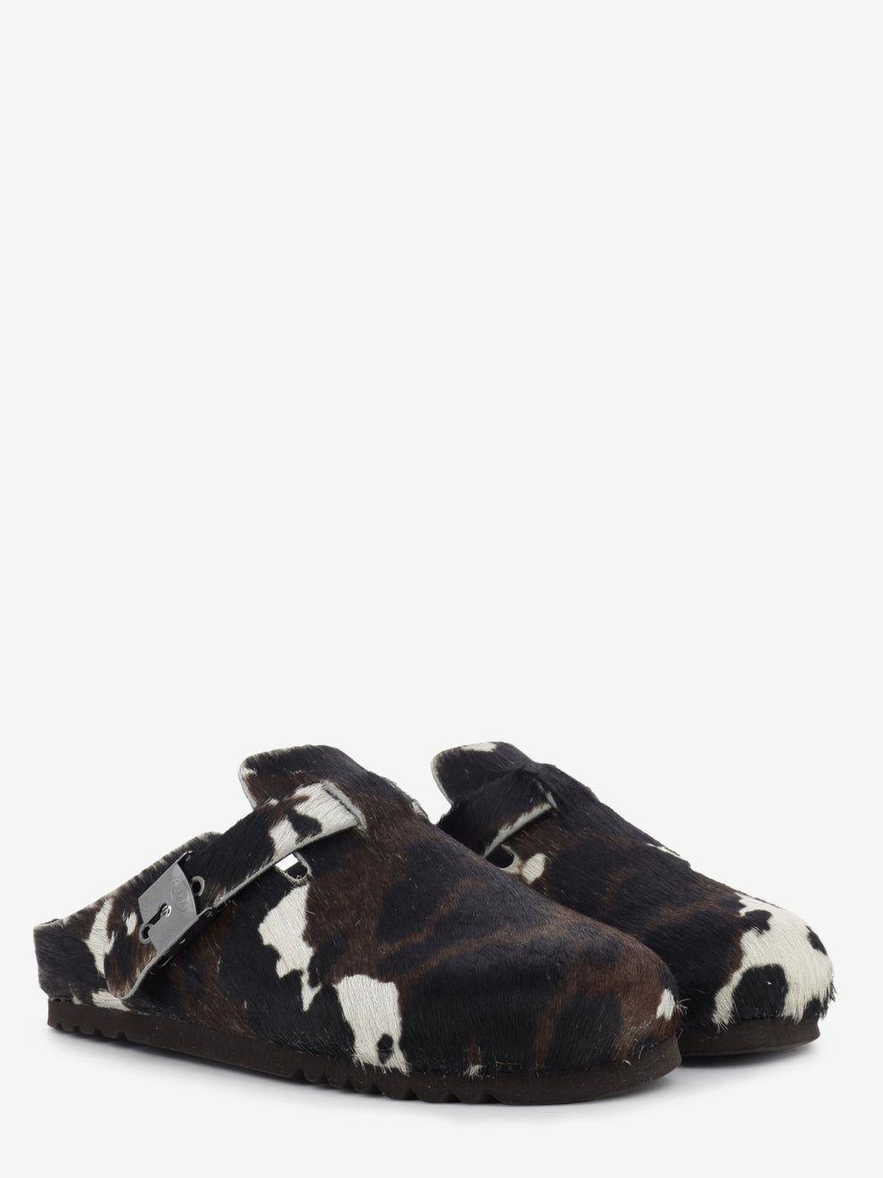 Grace slipper in cow print pony skin