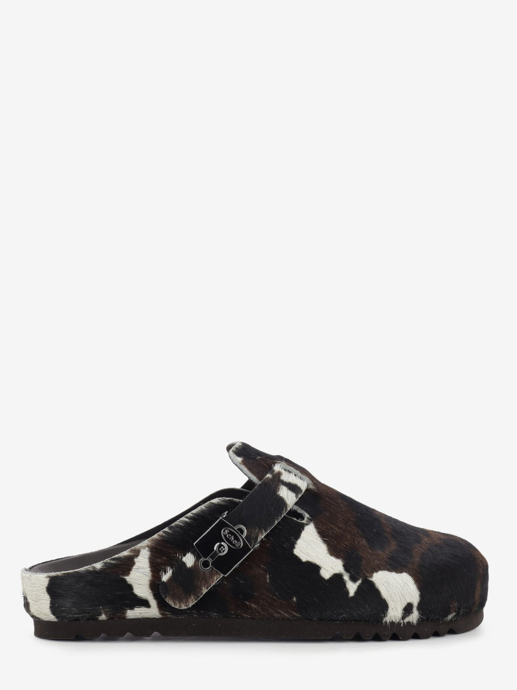 Grace slipper in cow print pony skin