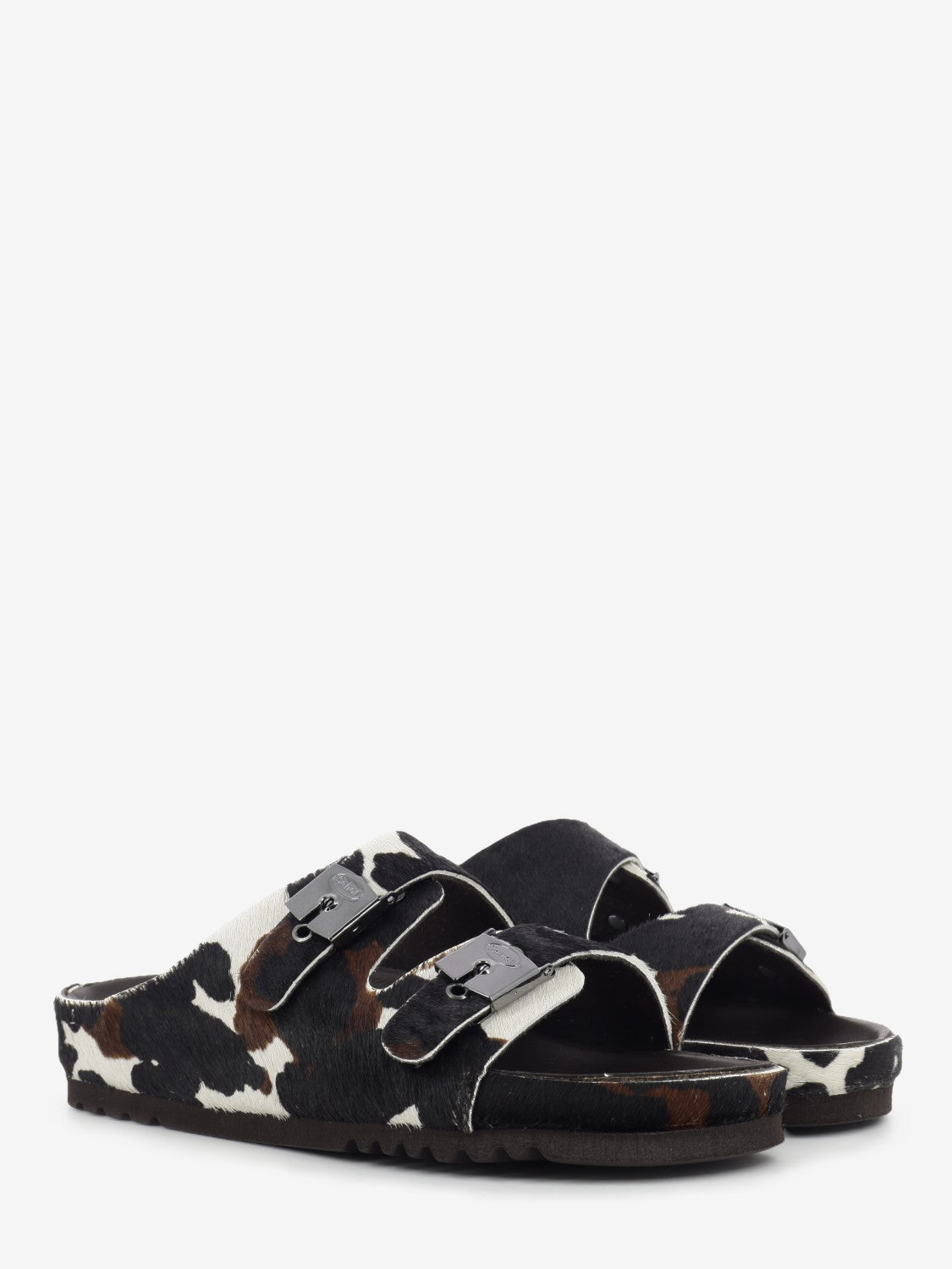 Kim Cow Print Pony Hair Mule