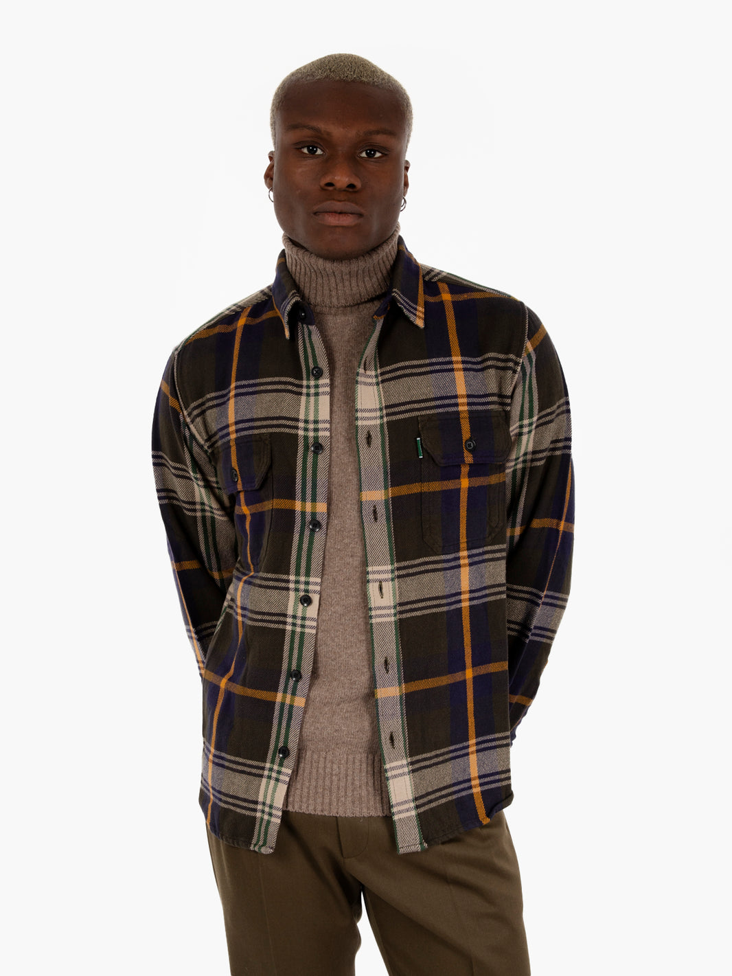 Blue / brown / offwhite flannel shirt