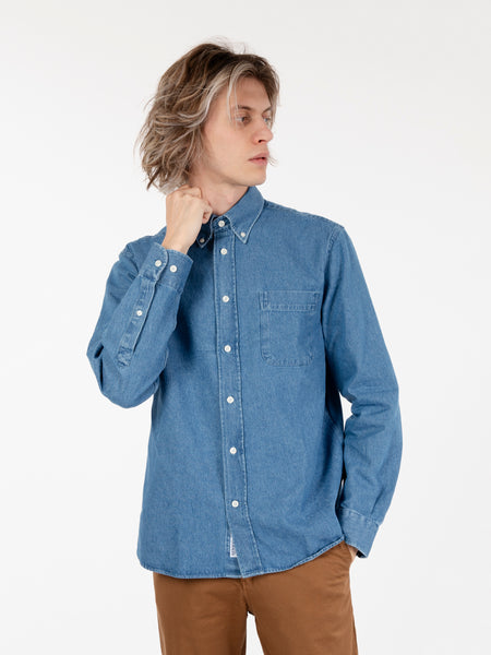 Camicia Mercer button down blue indigo