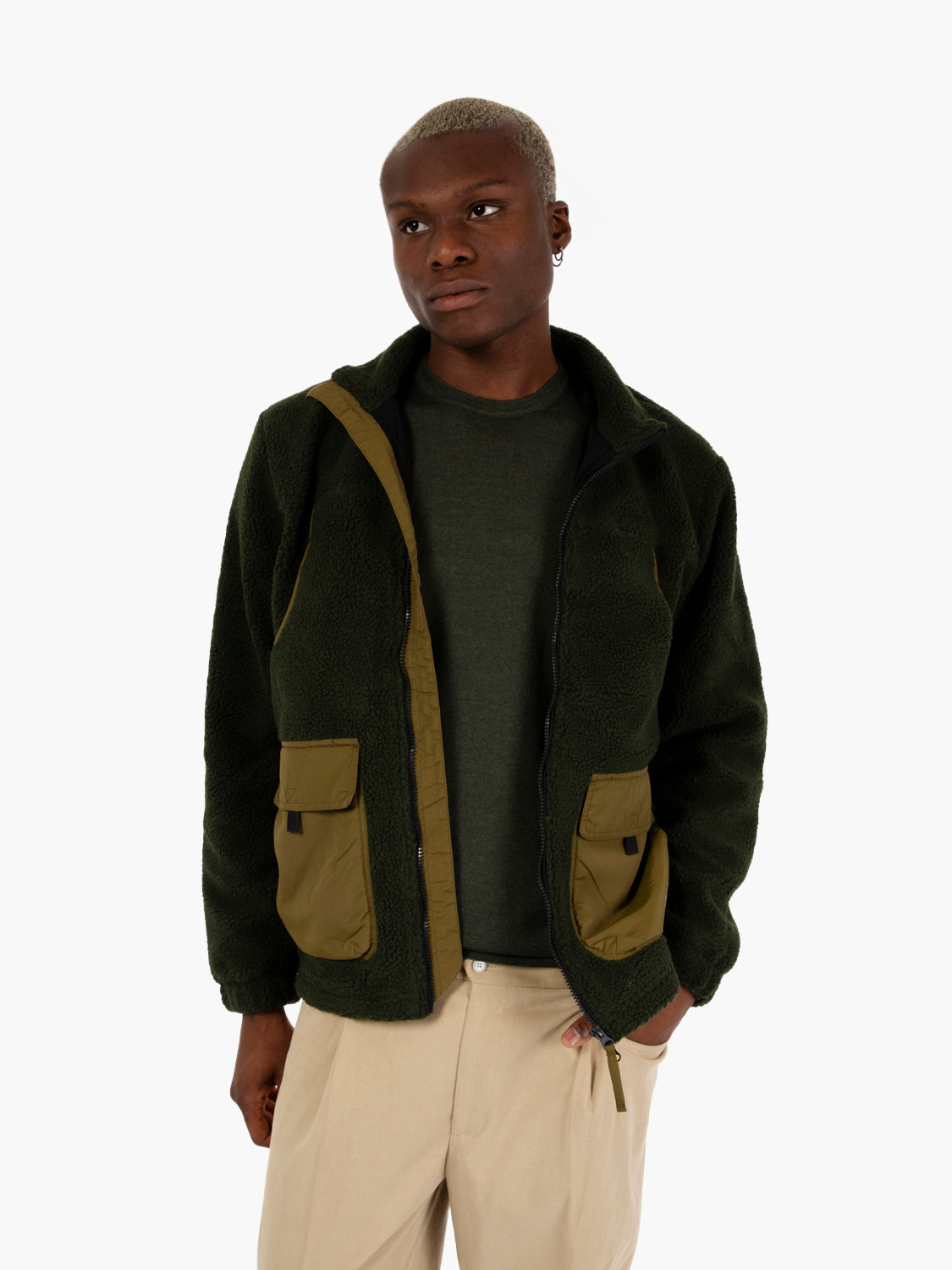 Green teddy fleece sweatshirt