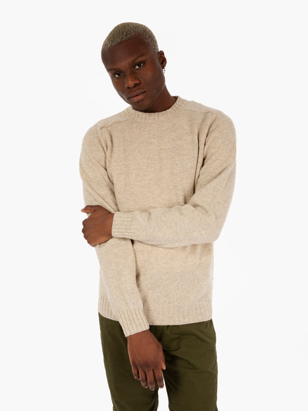 Maglione girocollo in lana beige