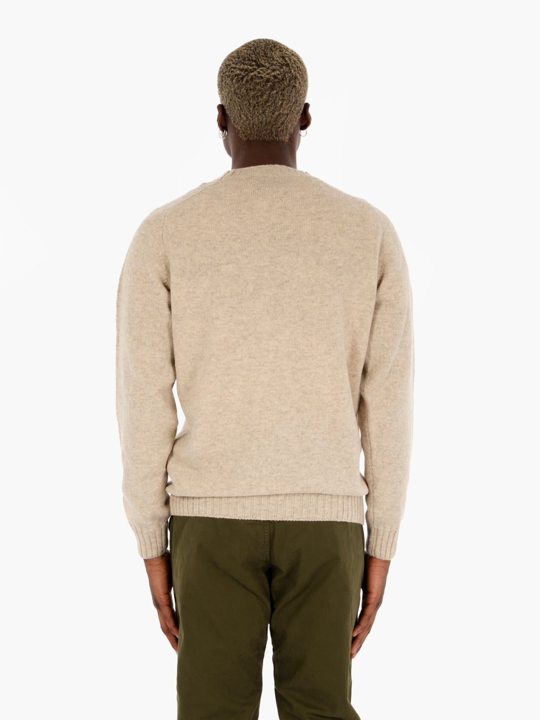 Maglione girocollo in lana beige