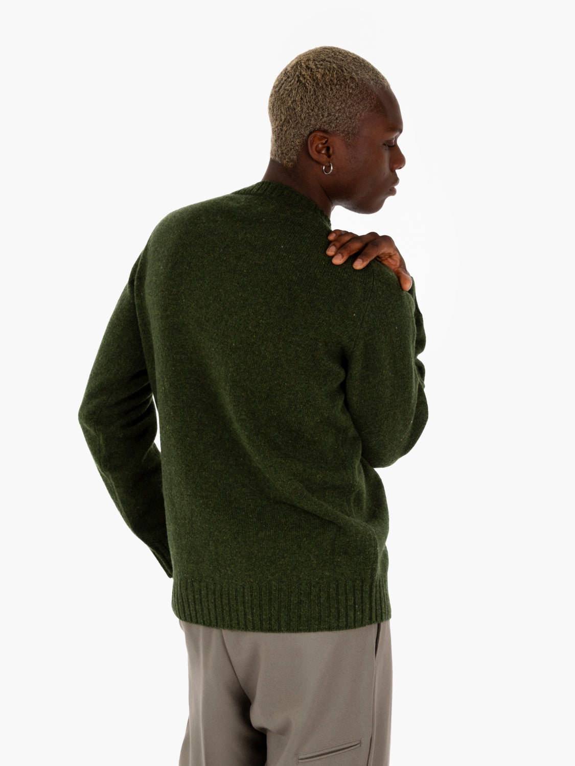 Maglione girocollo in lana verde