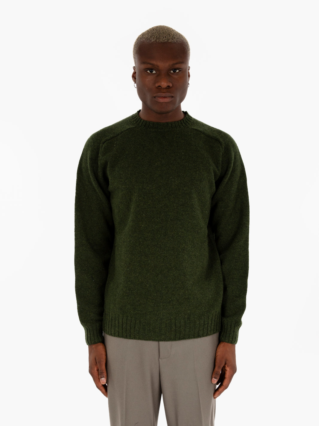 Maglione girocollo in lana verde