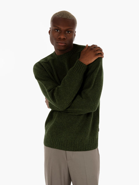 Maglione girocollo in lana verde