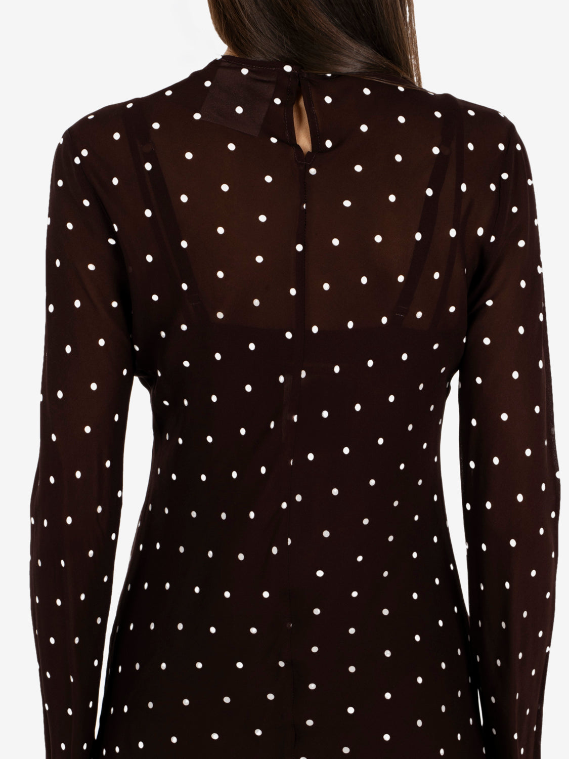 CONNIE POLKA DOT MOKA LONG DRESS Y6WS07_POI10
