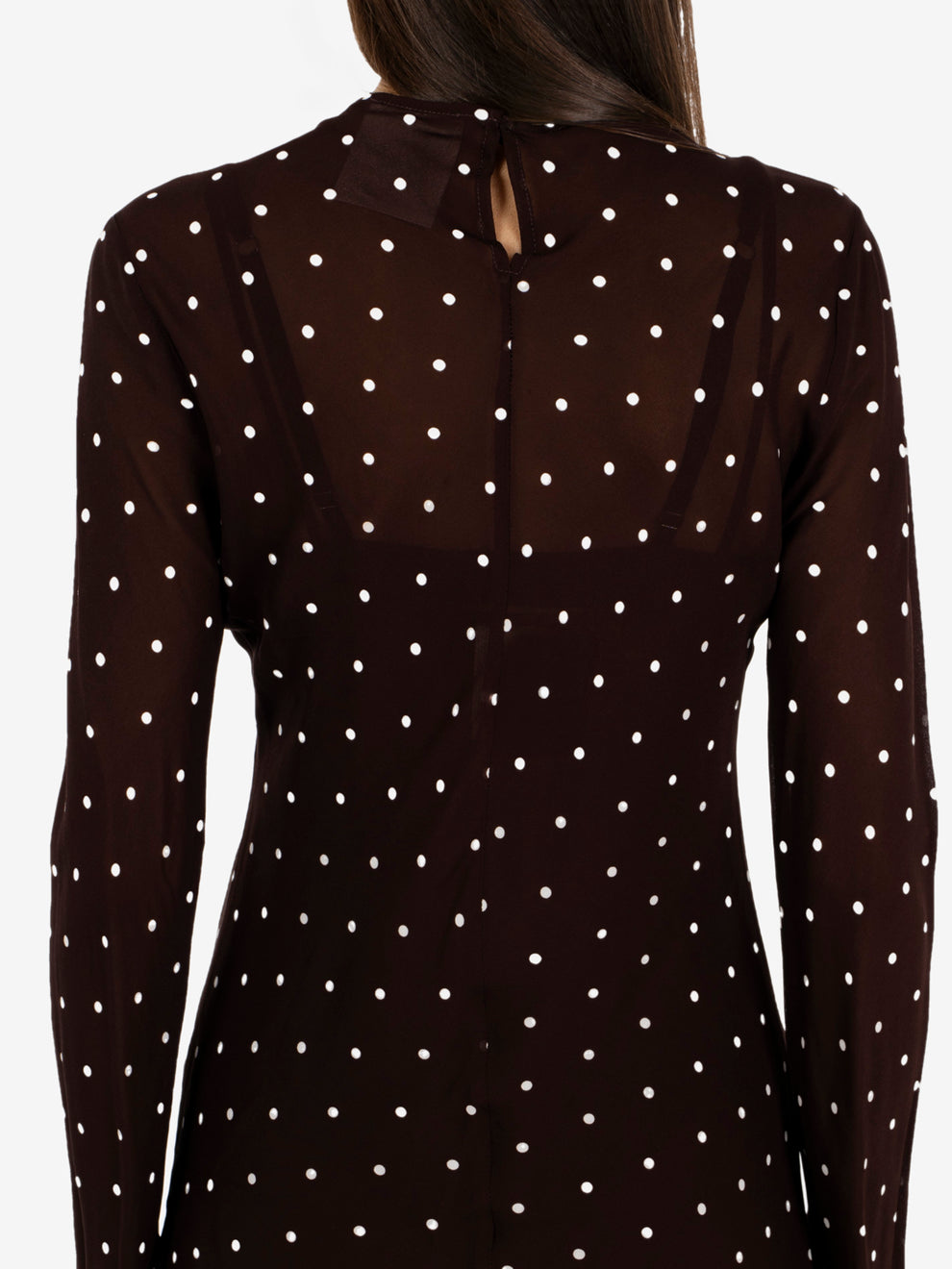 CONNIE POLKA DOT MOKA LONG DRESS Y6WS07_POI10
