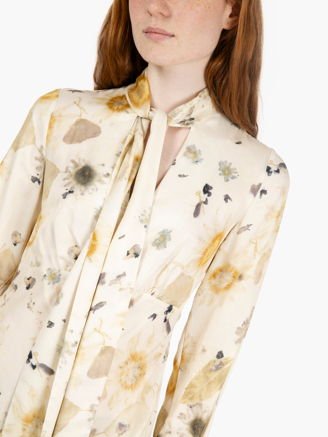 Abito midi Sally in seta fantasia floreale