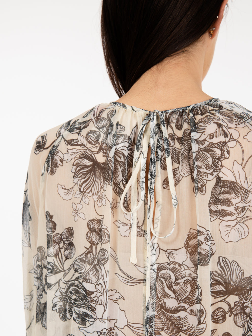 Blusa floreale Alexia panna / nero