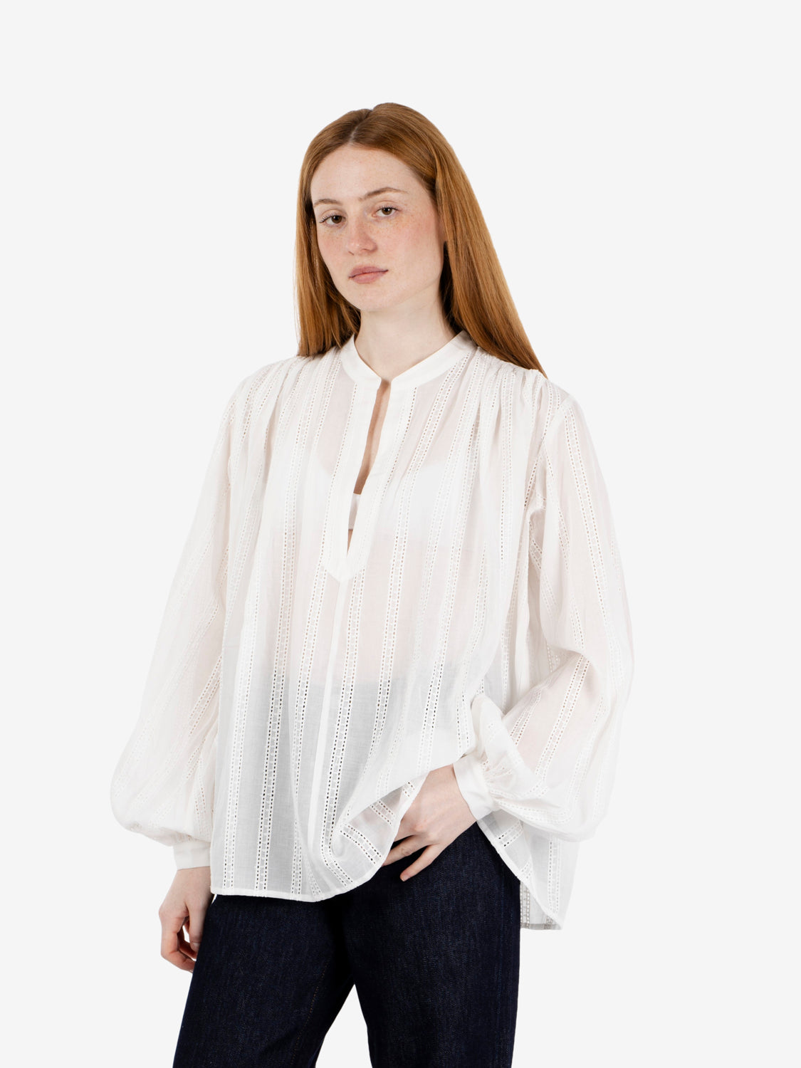 White embroidered cotton blouse