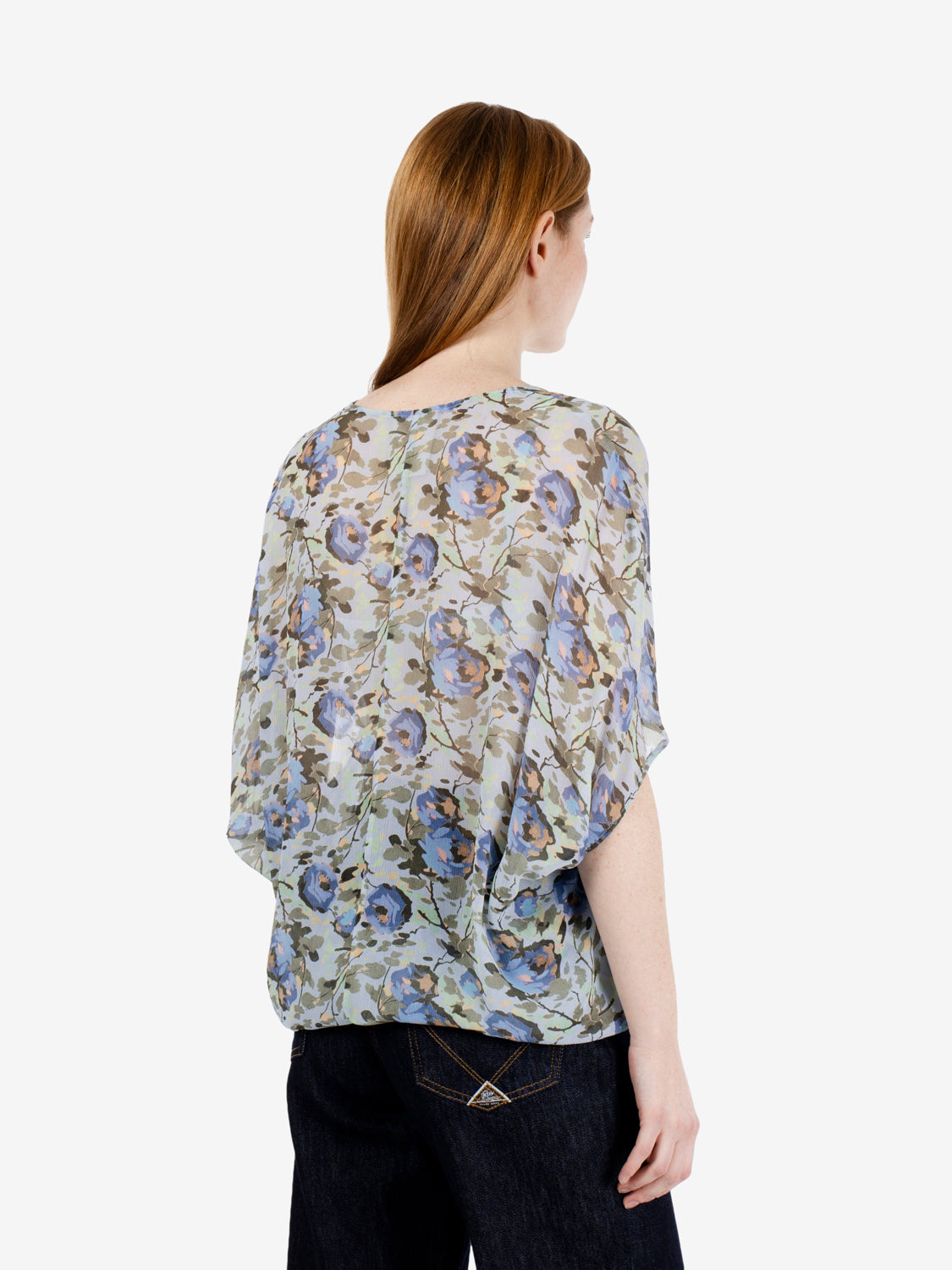 Blusa Placida fantasia floreale blu / verde