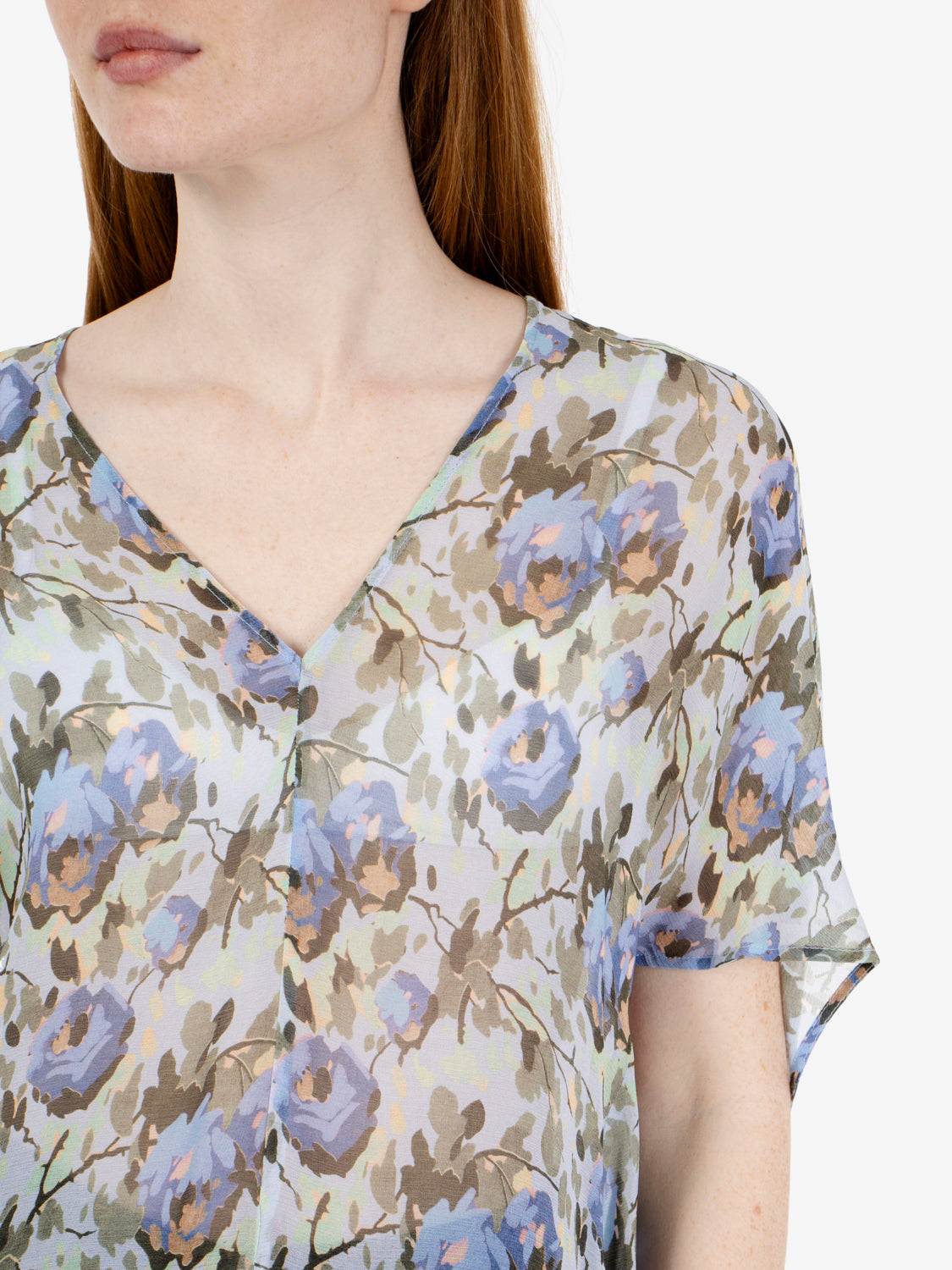 Blusa Placida fantasia floreale blu / verde