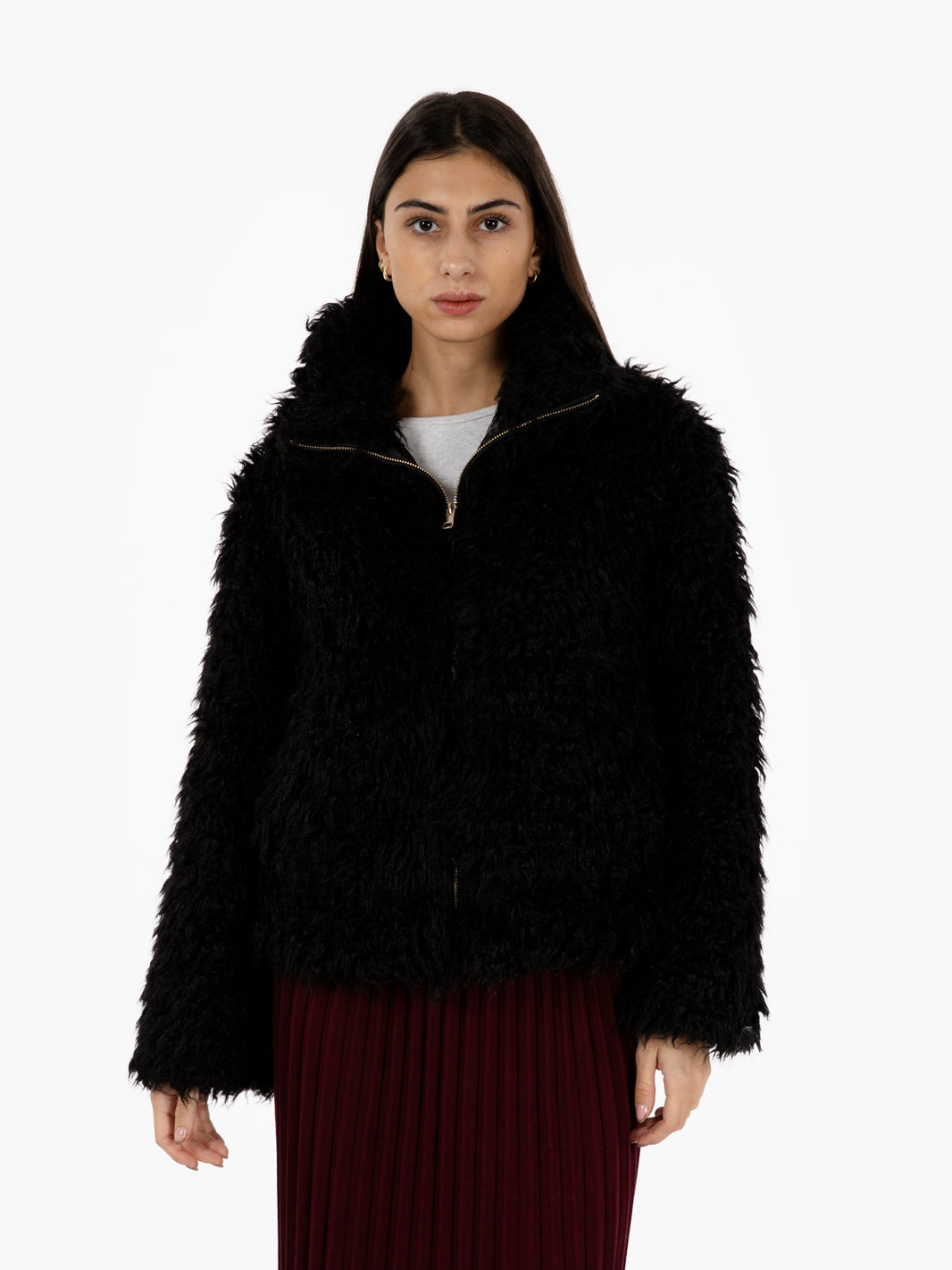 Delicia black fur bomber jacket