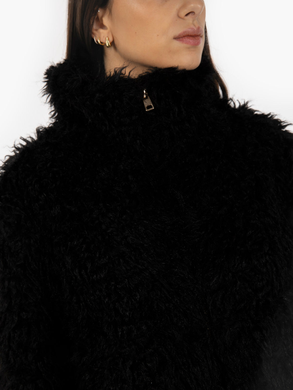 Delicia black fur bomber jacket