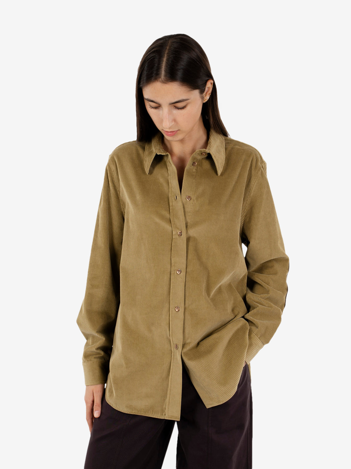 POLLYANNA KHAKI CORDUROY SHIRT S6WR42_V40-1
