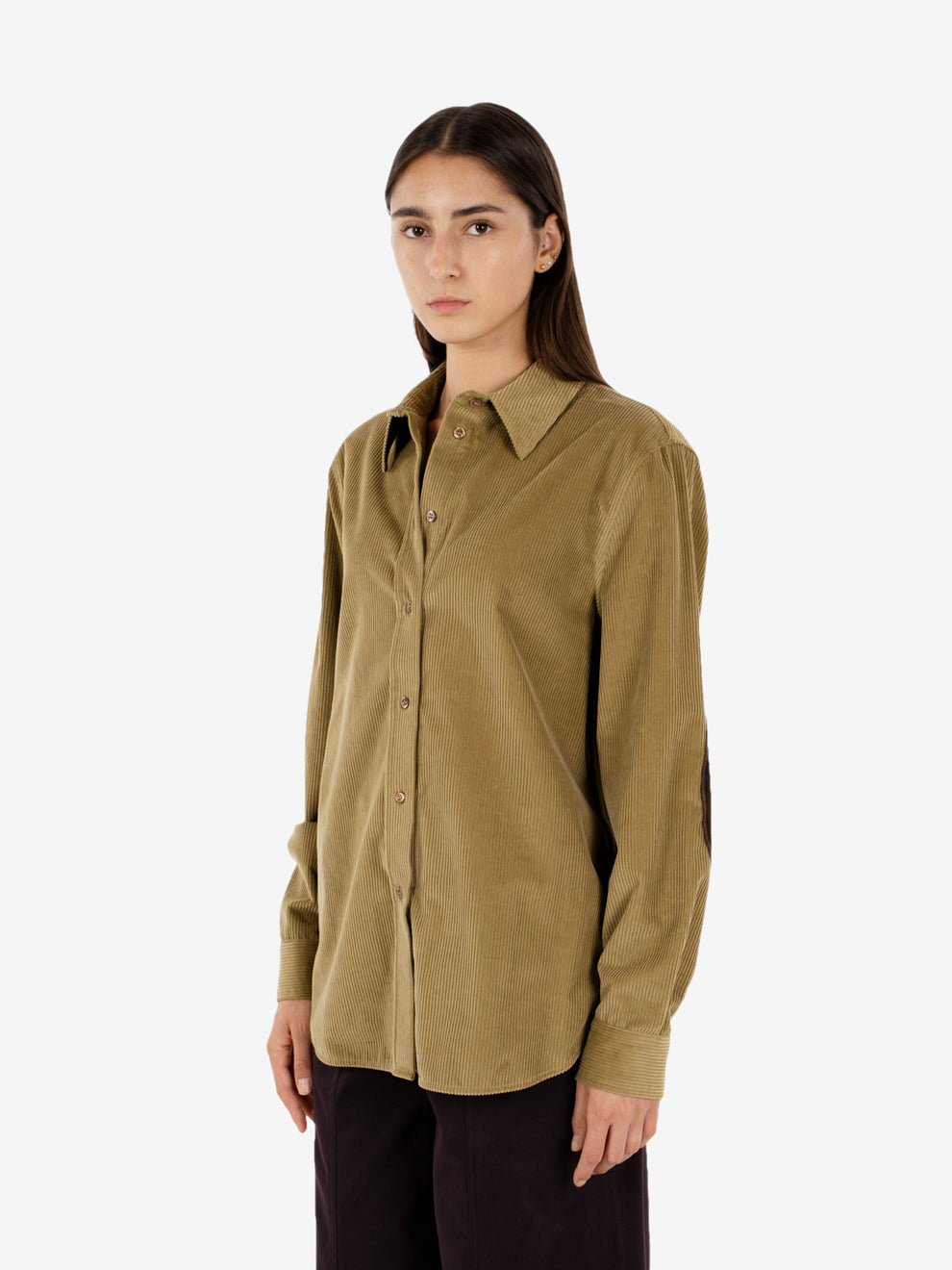 POLLYANNA KHAKI CORDUROY SHIRT S6WR42_V40-1