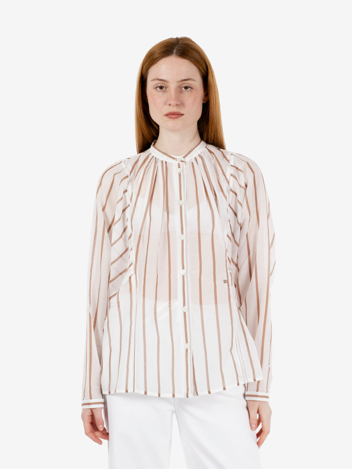 Lola white/jute striped shirt