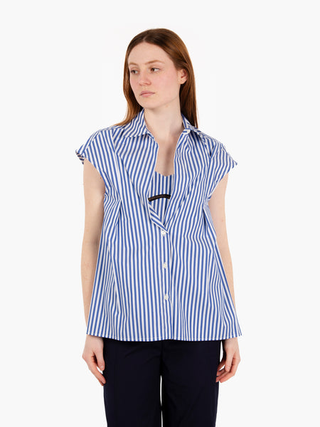 Camicia Nicol riga medium bianca / blu