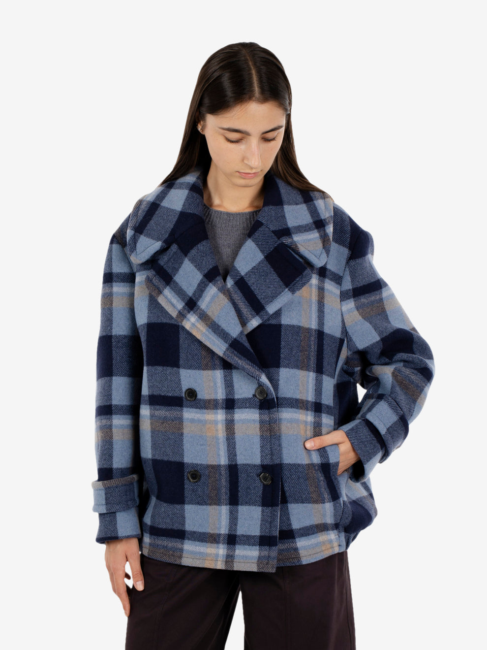 LIZZY SHORT COAT ATLANTICO CHECK Y6WV80_60CHK