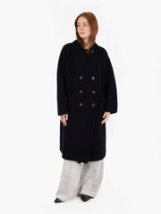 SEMICOUTURE - Cappotto Emeline in maglia blu