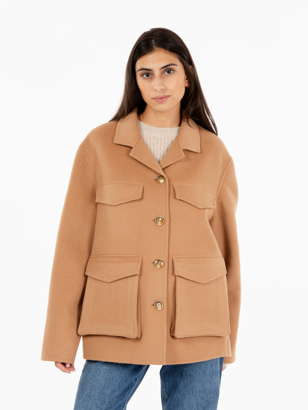 Cappotto Katrina in panno marrone