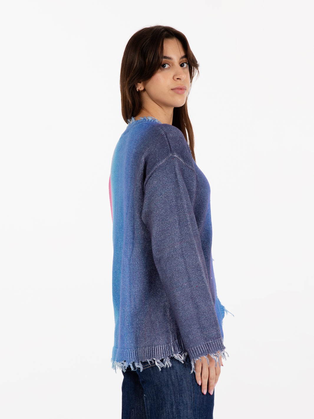 Cardigan Ryanne sfumato blu / fuxia