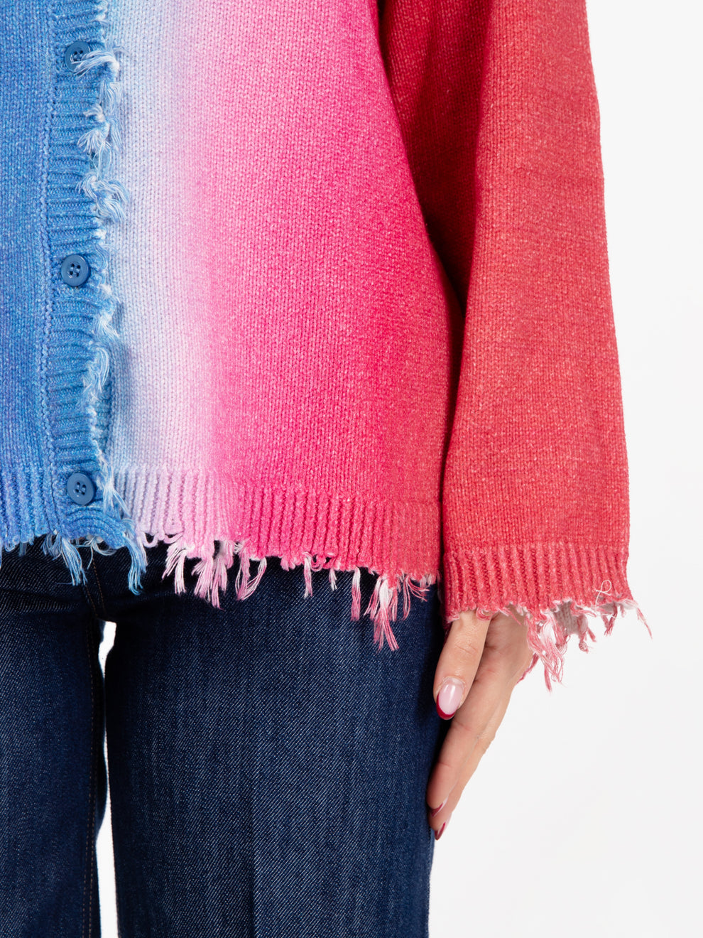 Cardigan Ryanne sfumato blu / fuxia