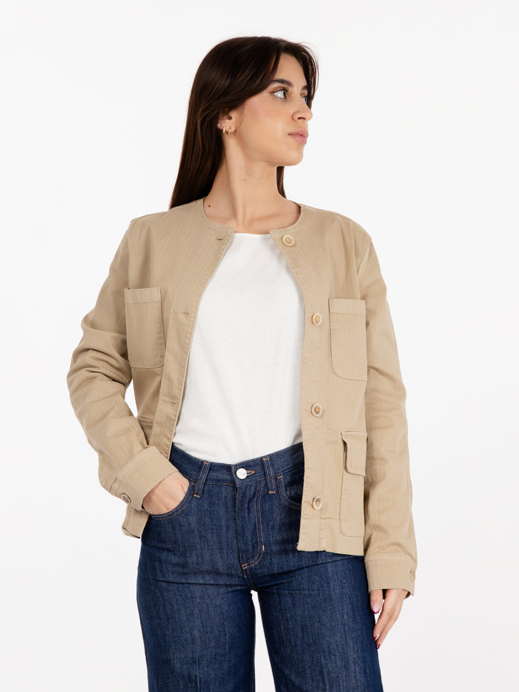 Giacca in gabardina tinto capo beige