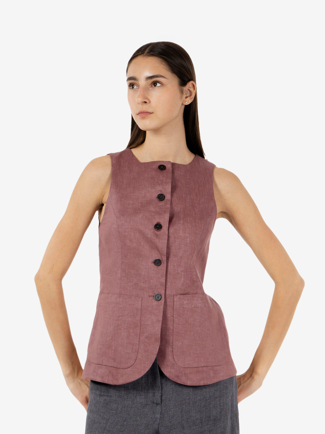 Gilet in lino Glenna cipolla