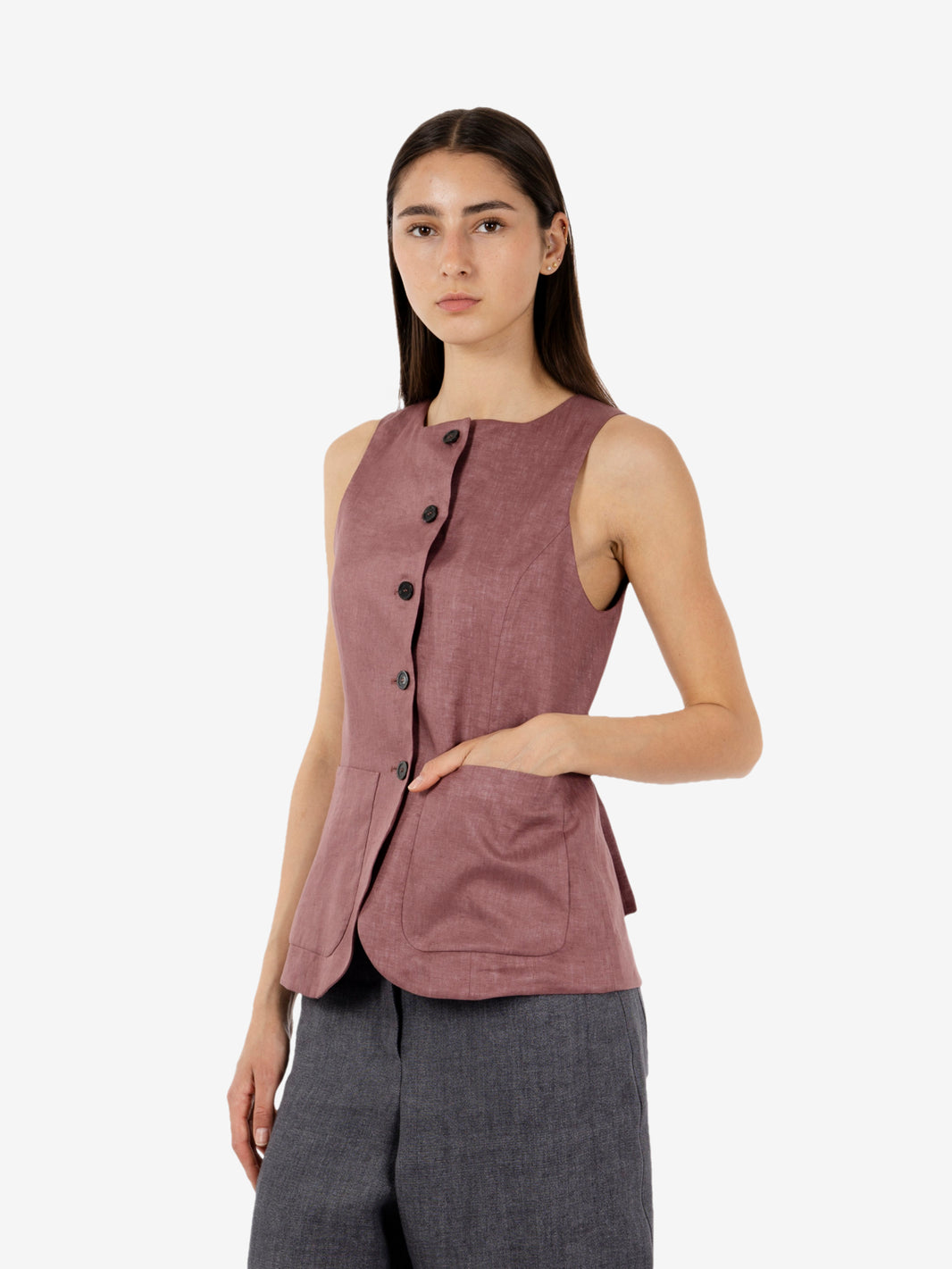 Gilet in lino Glenna cipolla