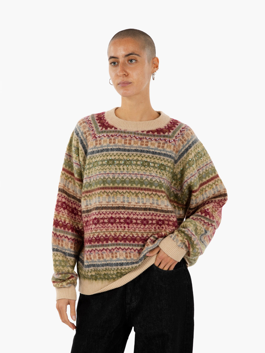 Maglia Inez jacquard con strass multicolor