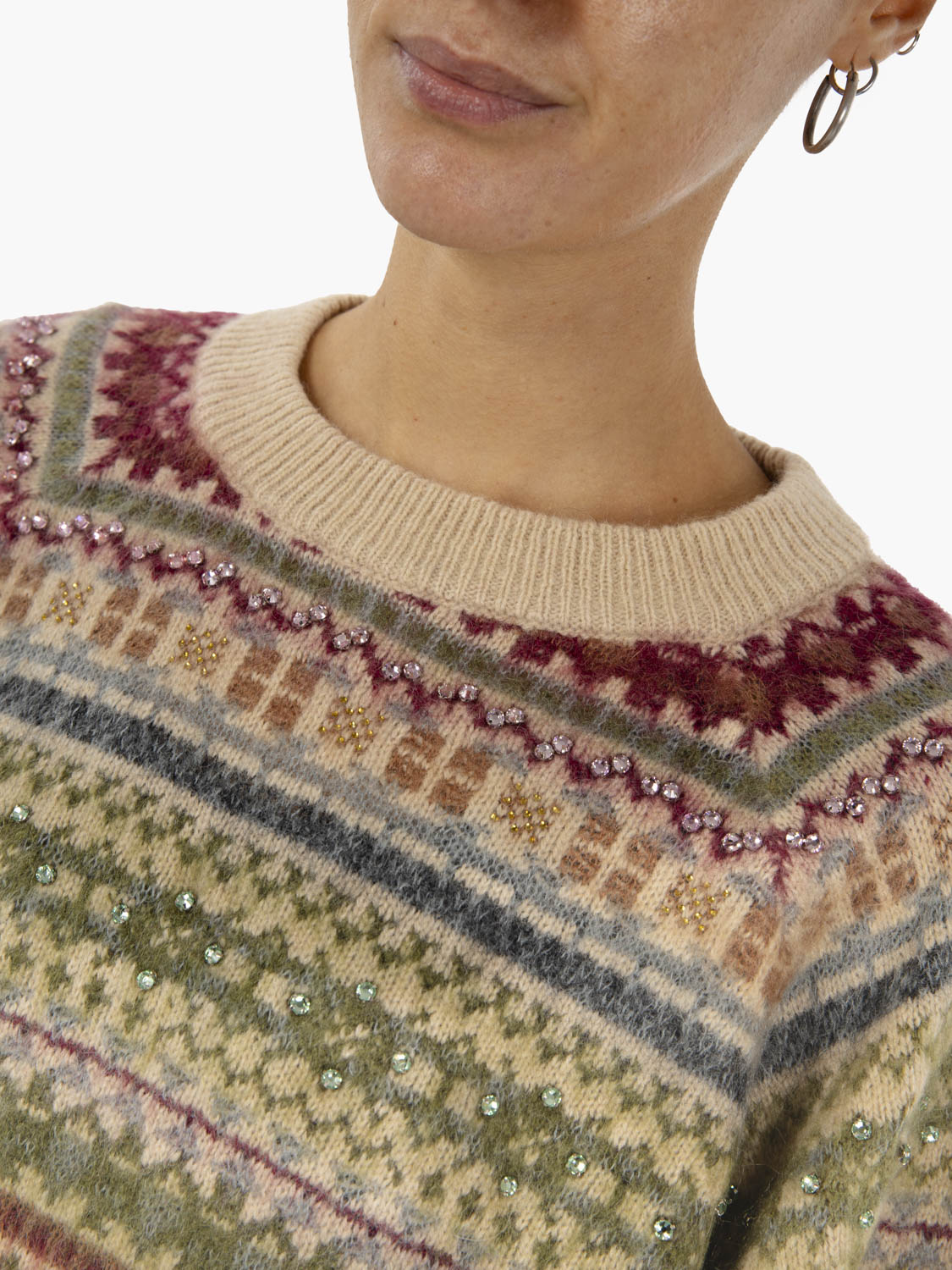 Maglia Inez jacquard con strass multicolor