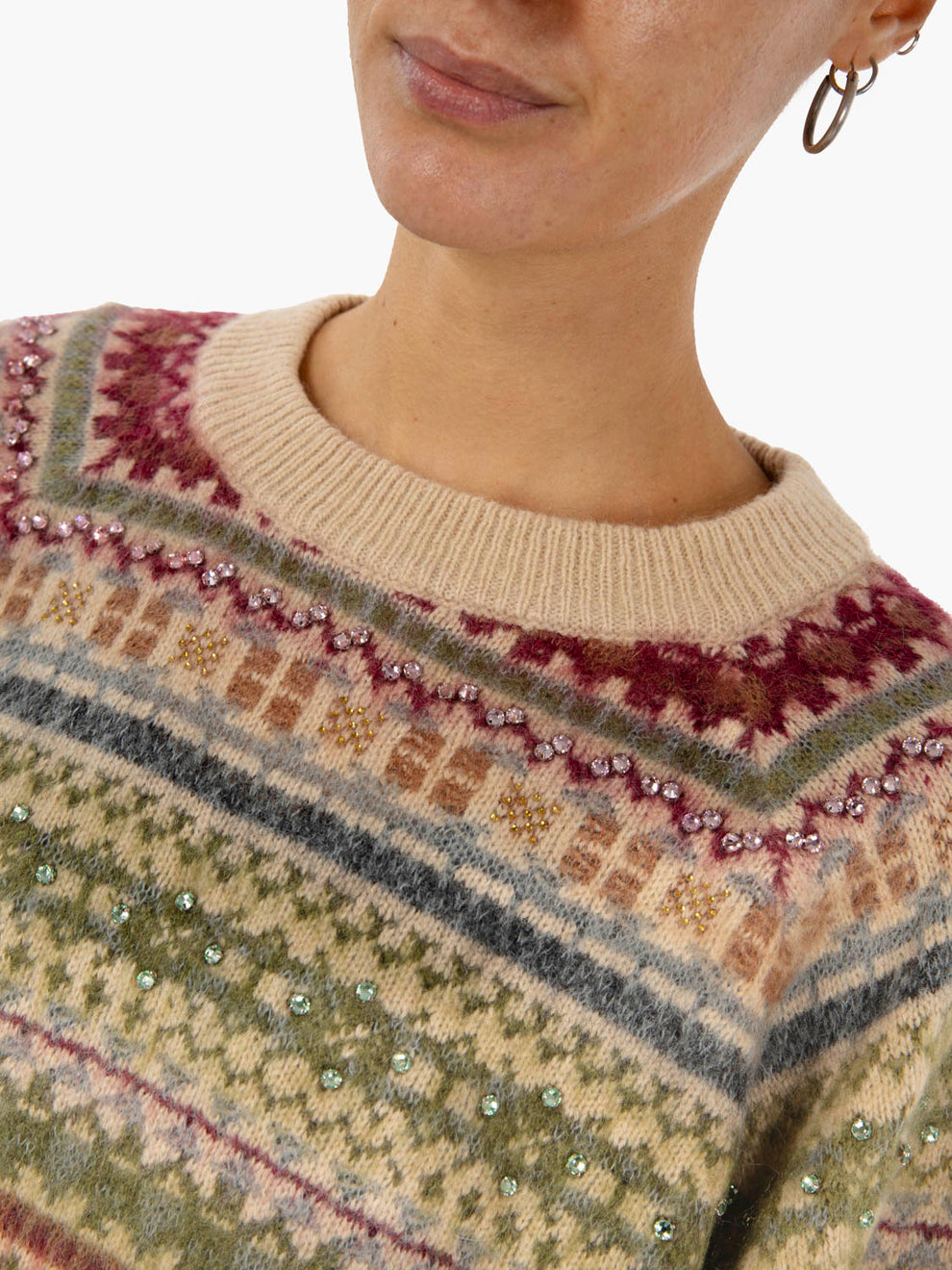 Maglia Inez jacquard con strass multicolor