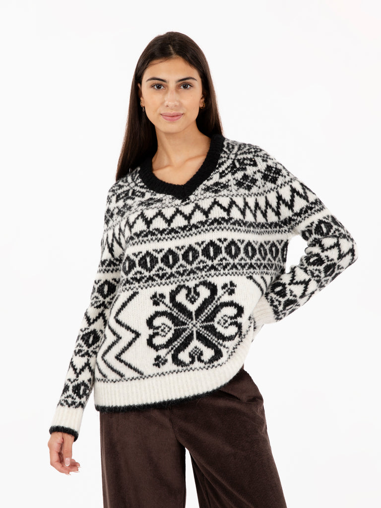 SEMICOUTURE - Maglione Bess bianco / nero