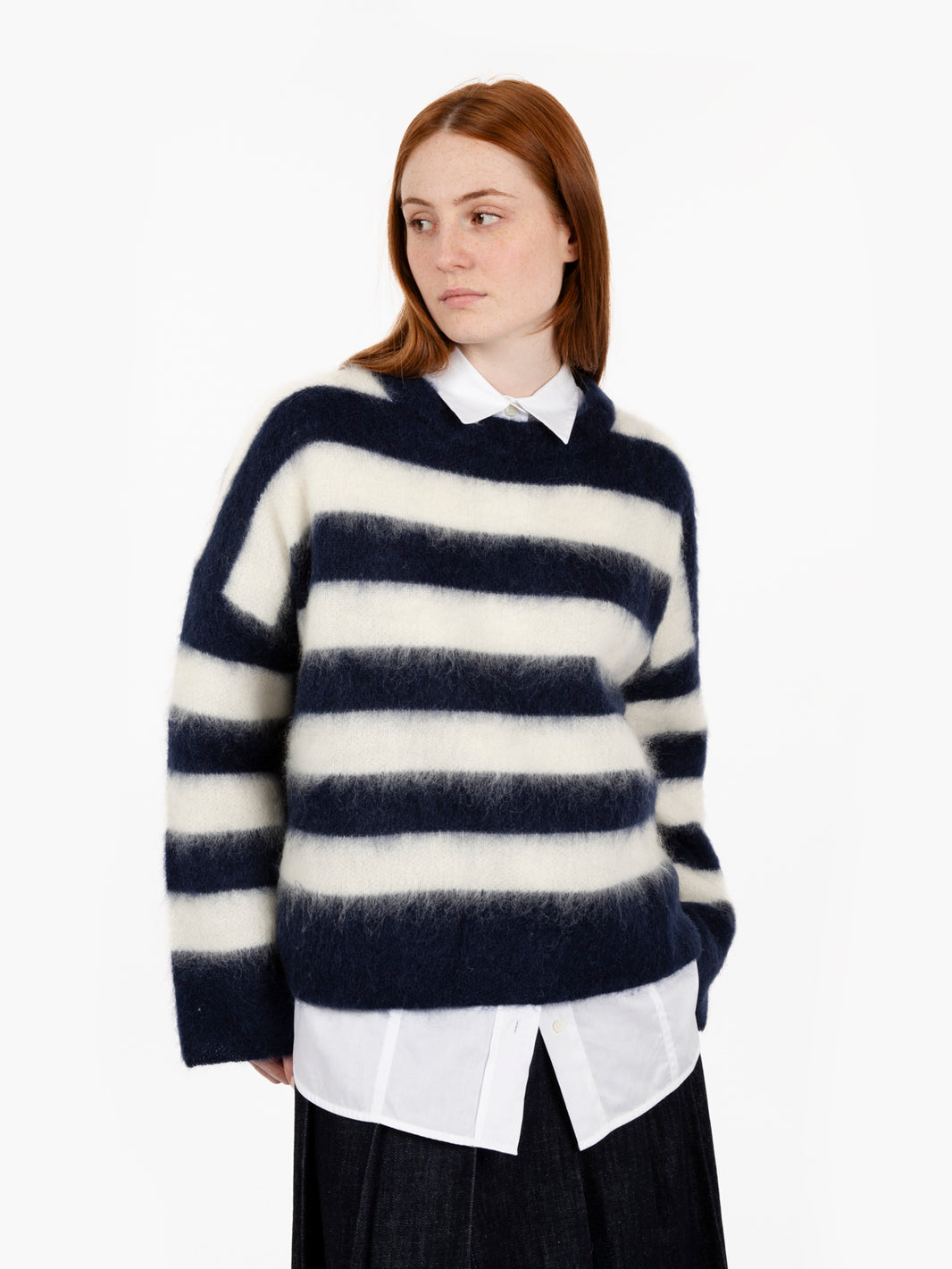 Maglione Jen a righe blu / panna
