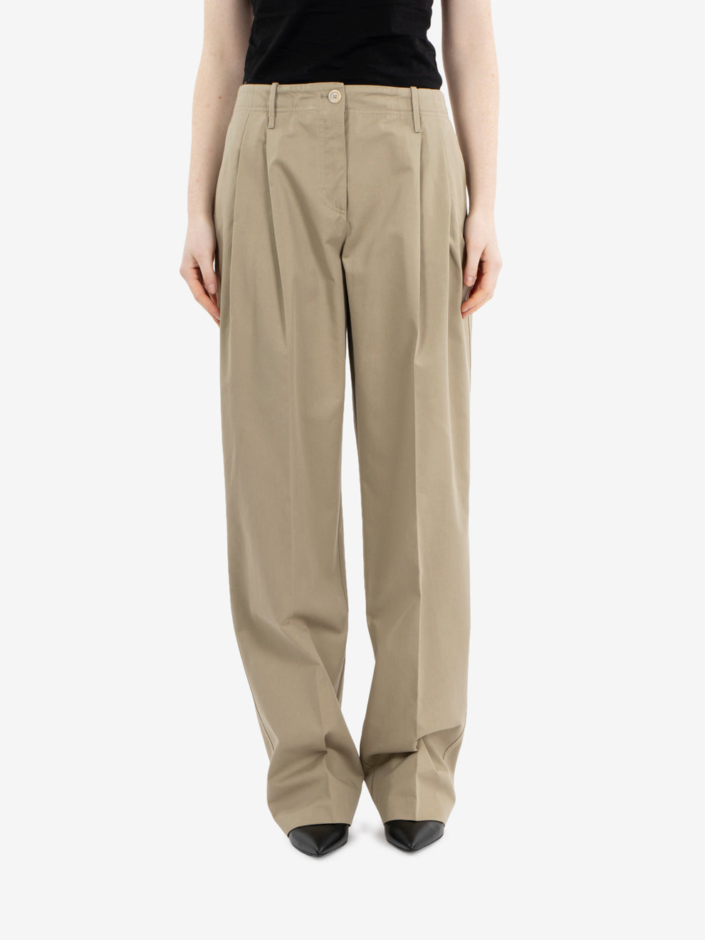 Pantalone Sofia con pinces felce