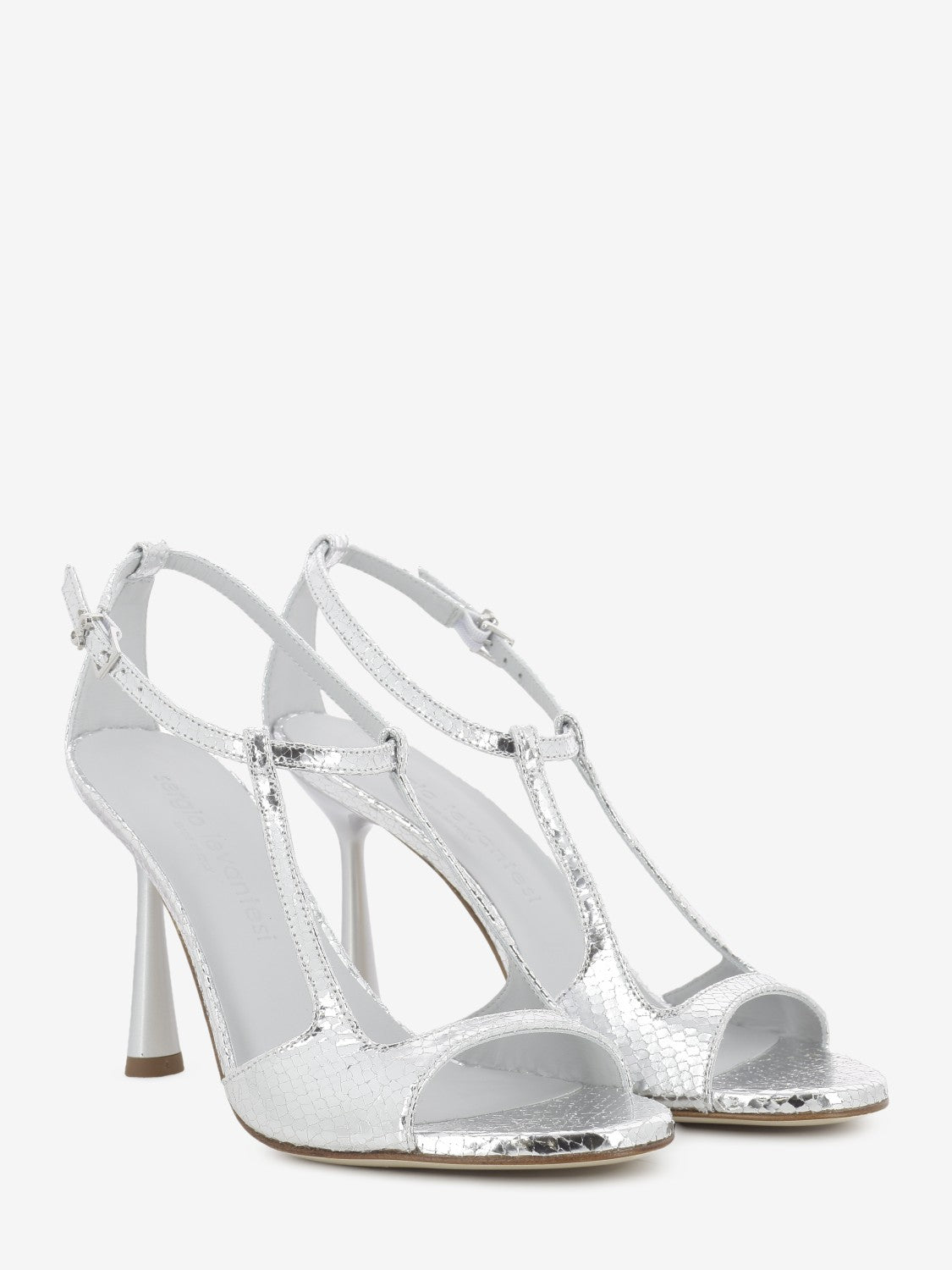 Silver mirrored leather sandals
