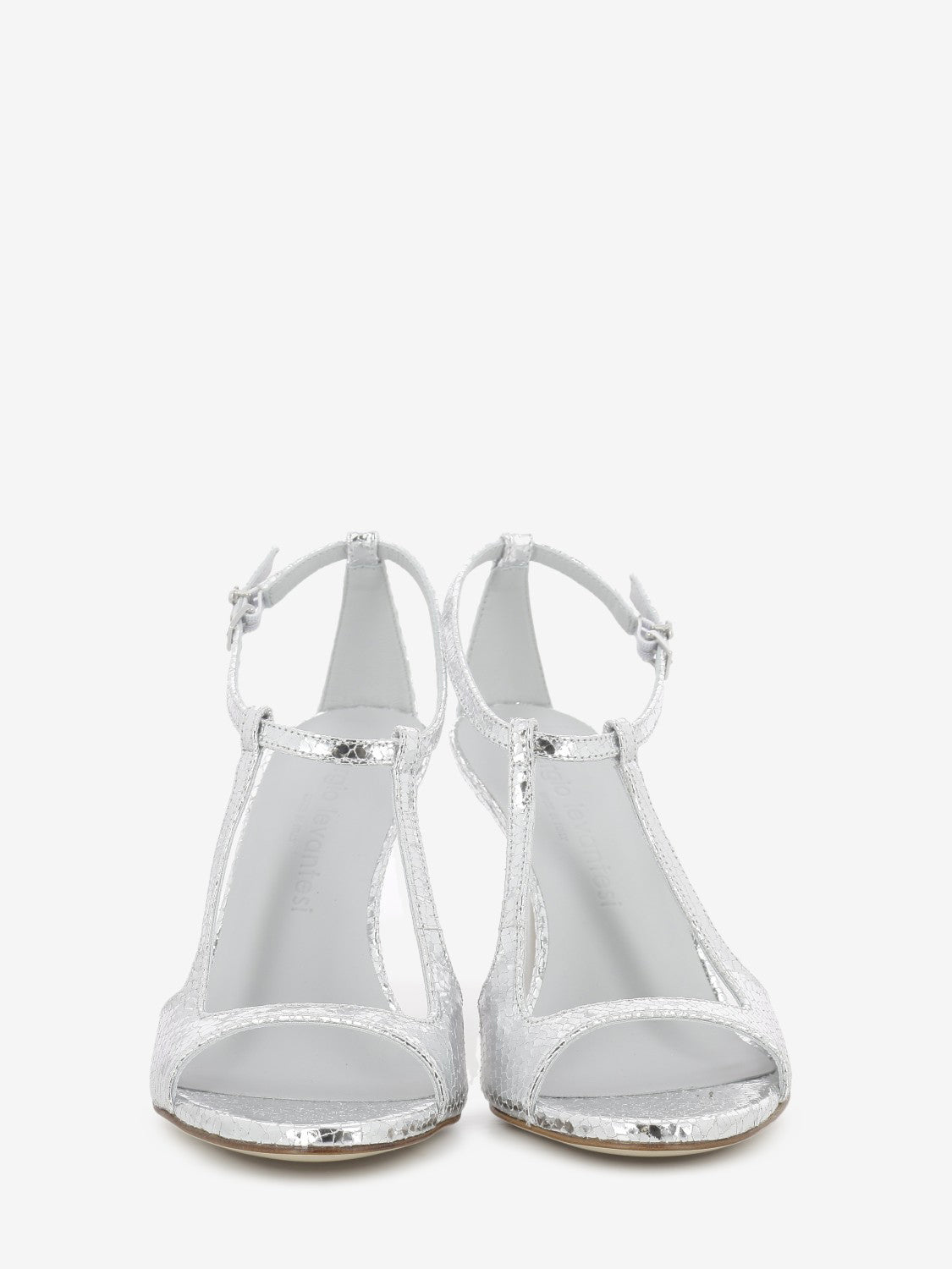 Silver mirrored leather sandals
