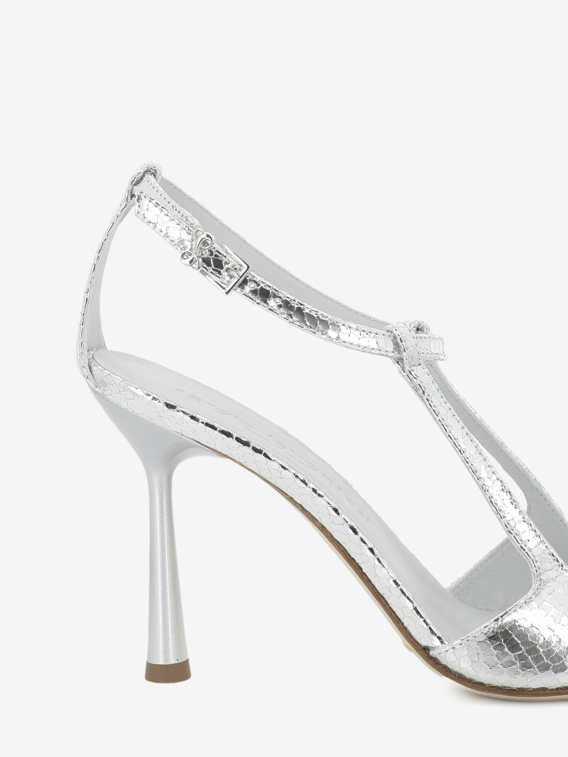 Silver mirrored leather sandals