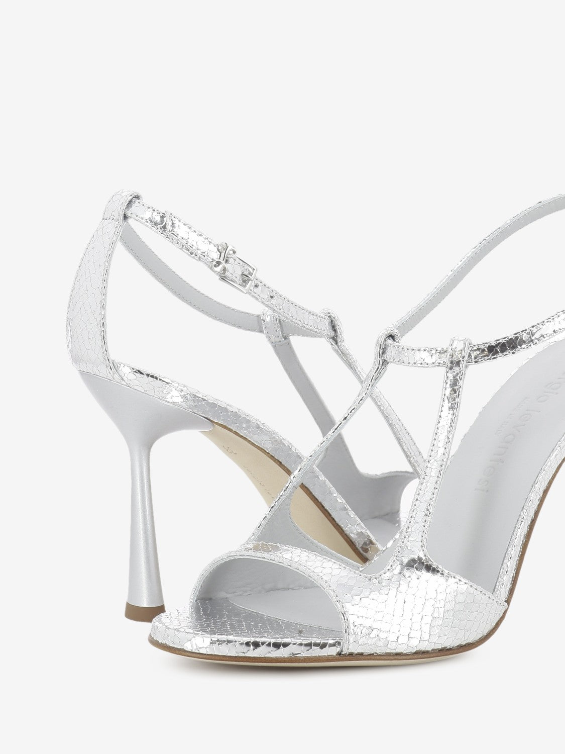 Silver mirrored leather sandals