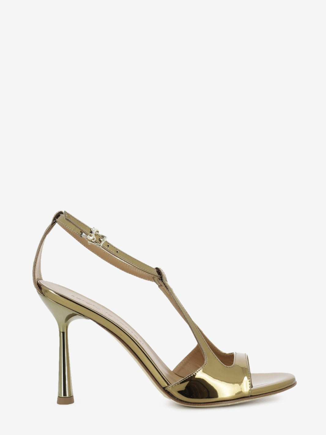 Bronze mirrored leather sandals